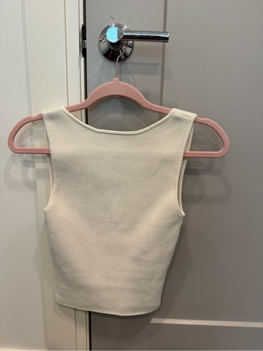 Aritzia Women's sculpt knit Cream Ribbed Tank Top